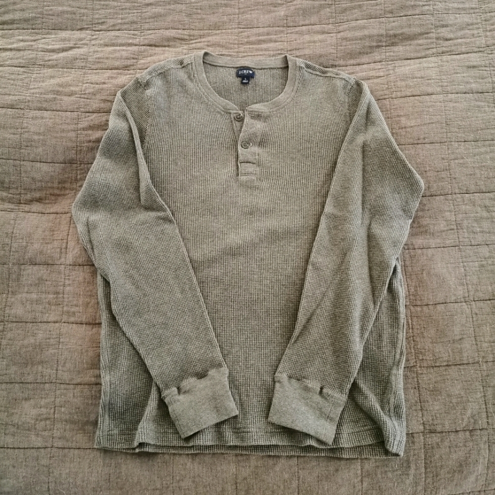 J. Crew size large dark grey waffle henley